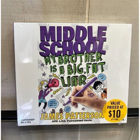 Middle School My Brother is a Big Fat Liar James Patterson Audiobook NEW, SEALED - Picture 1 of 2